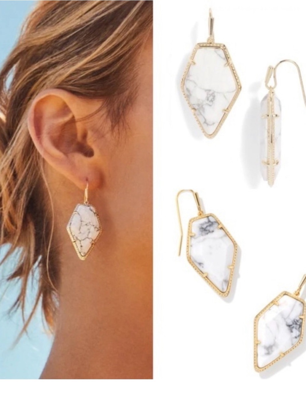 Kendra Scott Framed Tessa Drop Earrings in White Howlite.